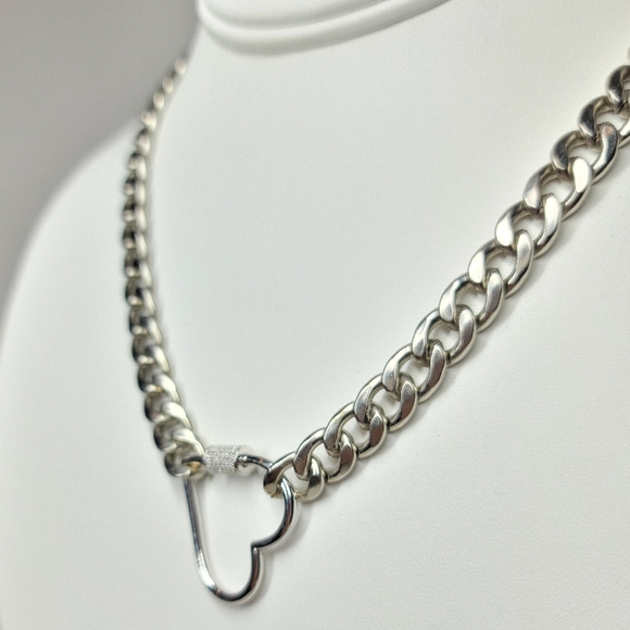 New Heart Carabiner with Chunky Chain Necklace - Picture 3 of 6